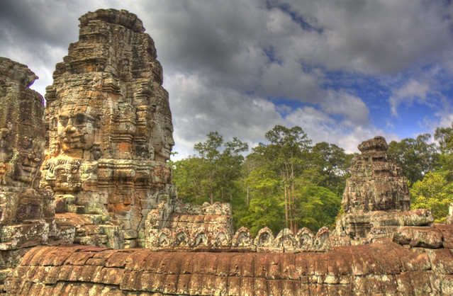 Angkor Wat Faces Trees HDR